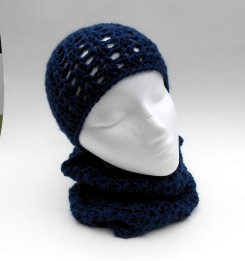 Admiral Blue Crocheted Cloche and Cowl